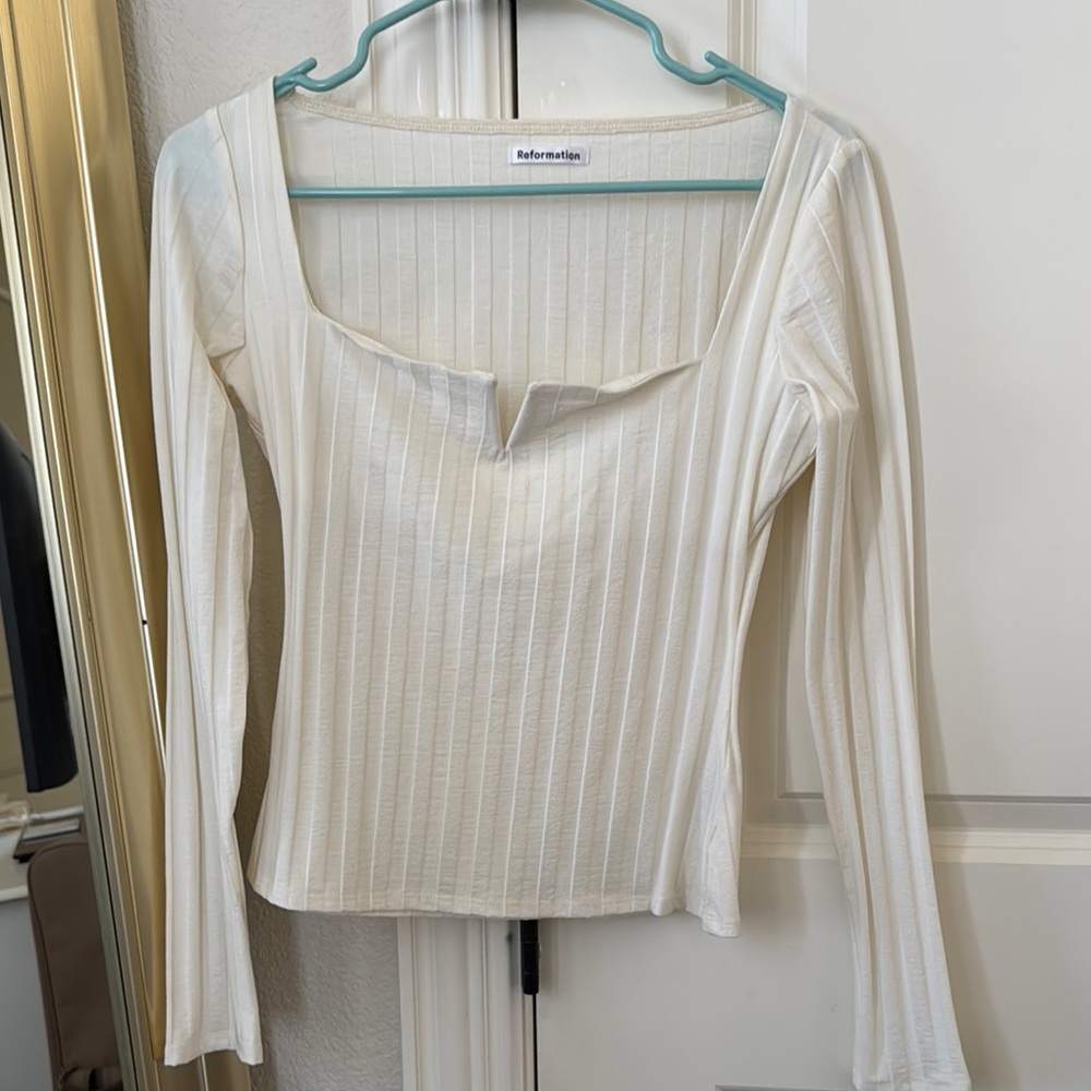 Reformation White Ribbed Women's Top NWOT